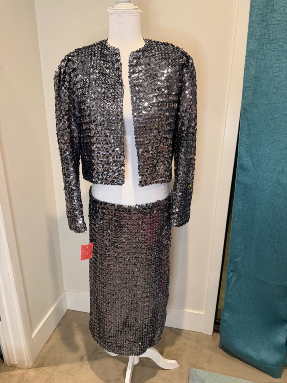 Women's Sequin Skirt and Jacket in Gunmetal-Vintage!